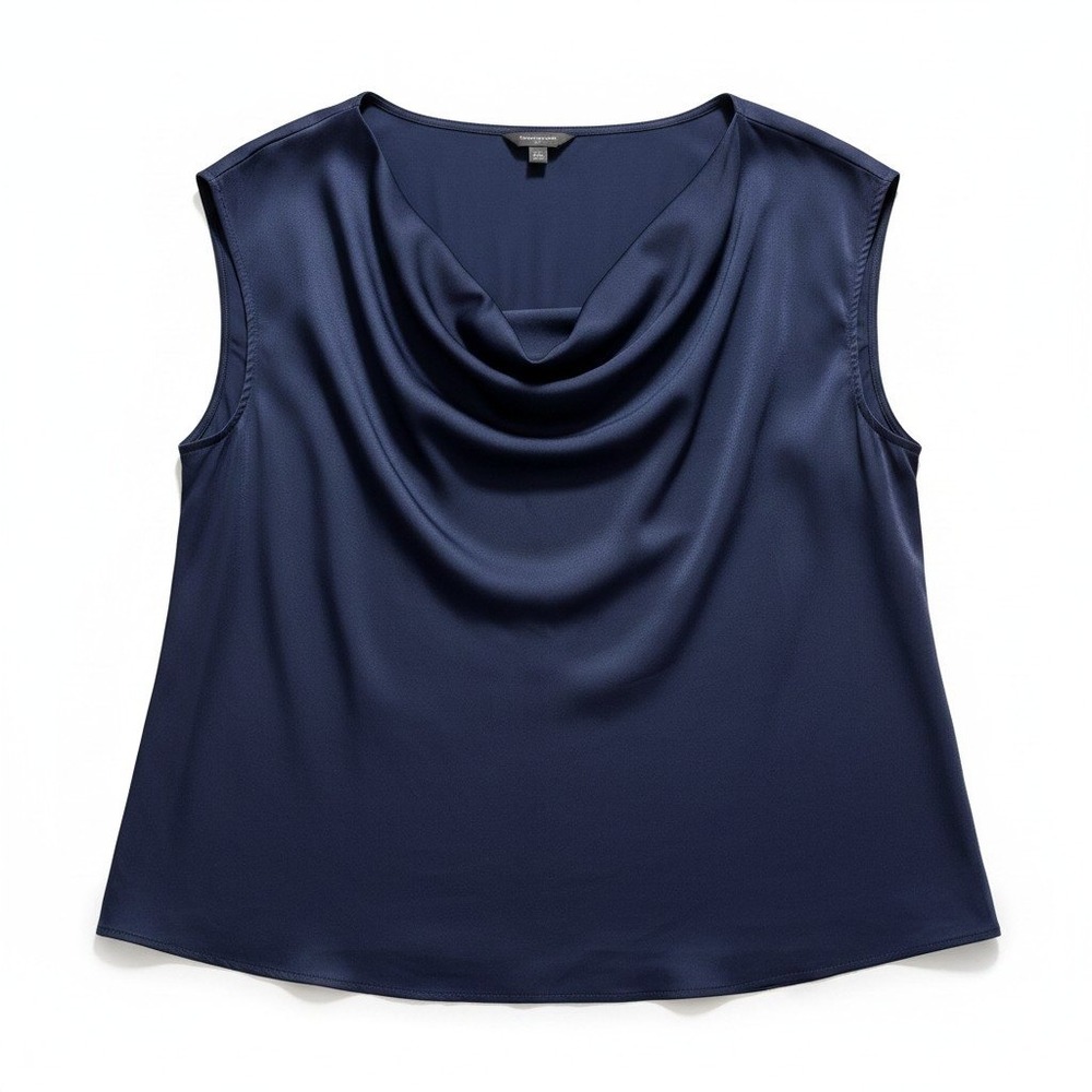 Banana Republic XL Navy Blue Womens Cowl Neck Blouse Casual Preppy